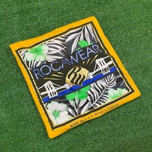 Rocawear Tropical Leaves Gold Foil Logo Graphic Tee Yellow XL